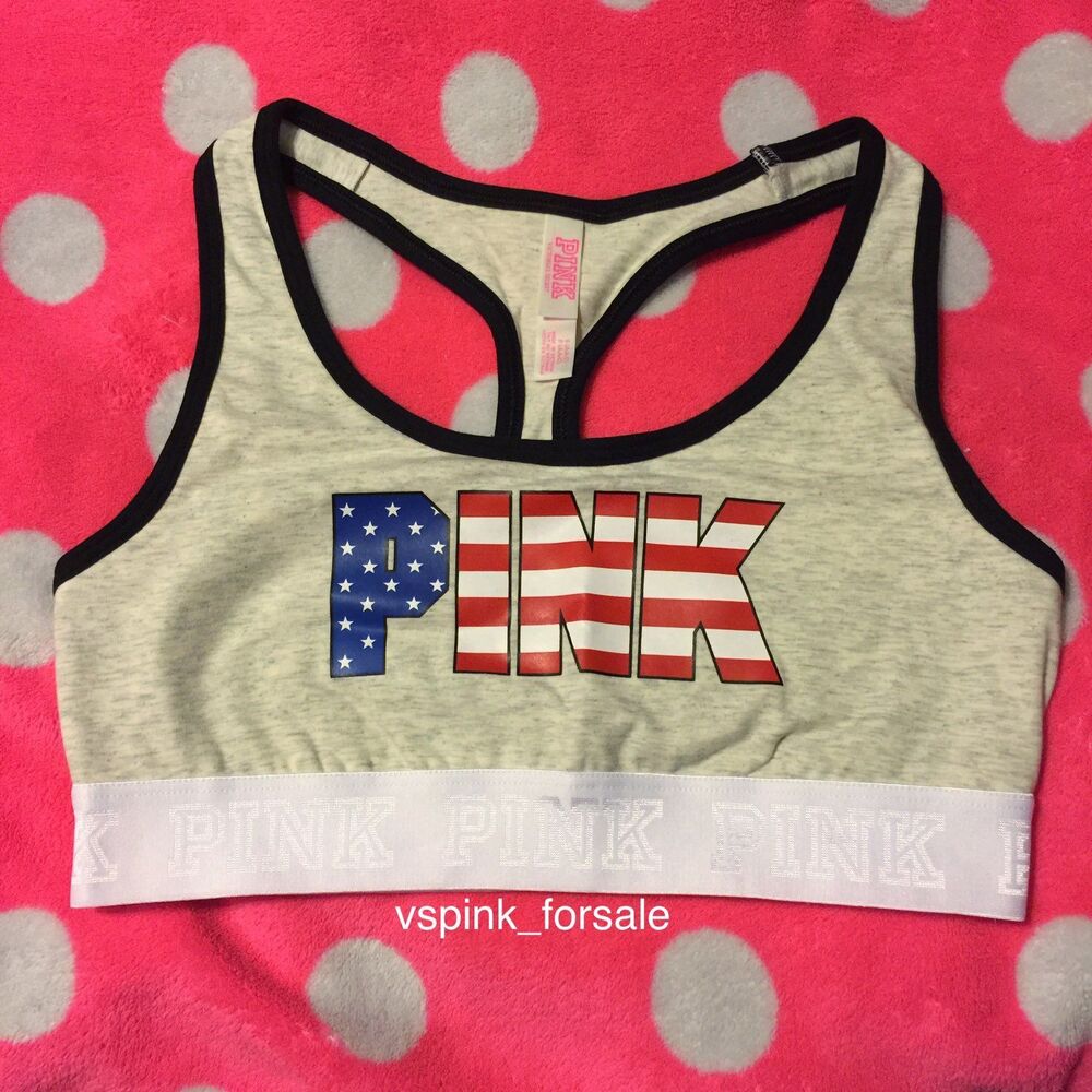 VS PINK S Americana Bra Top new Logo Flag Bralette Racerback Victoria's Secret